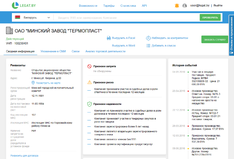 Карточка контрагента